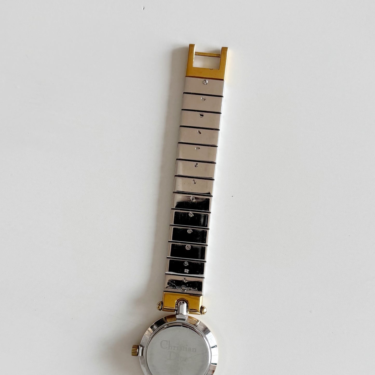 Dior 1990s Navy Round Dial Two Tone Watch