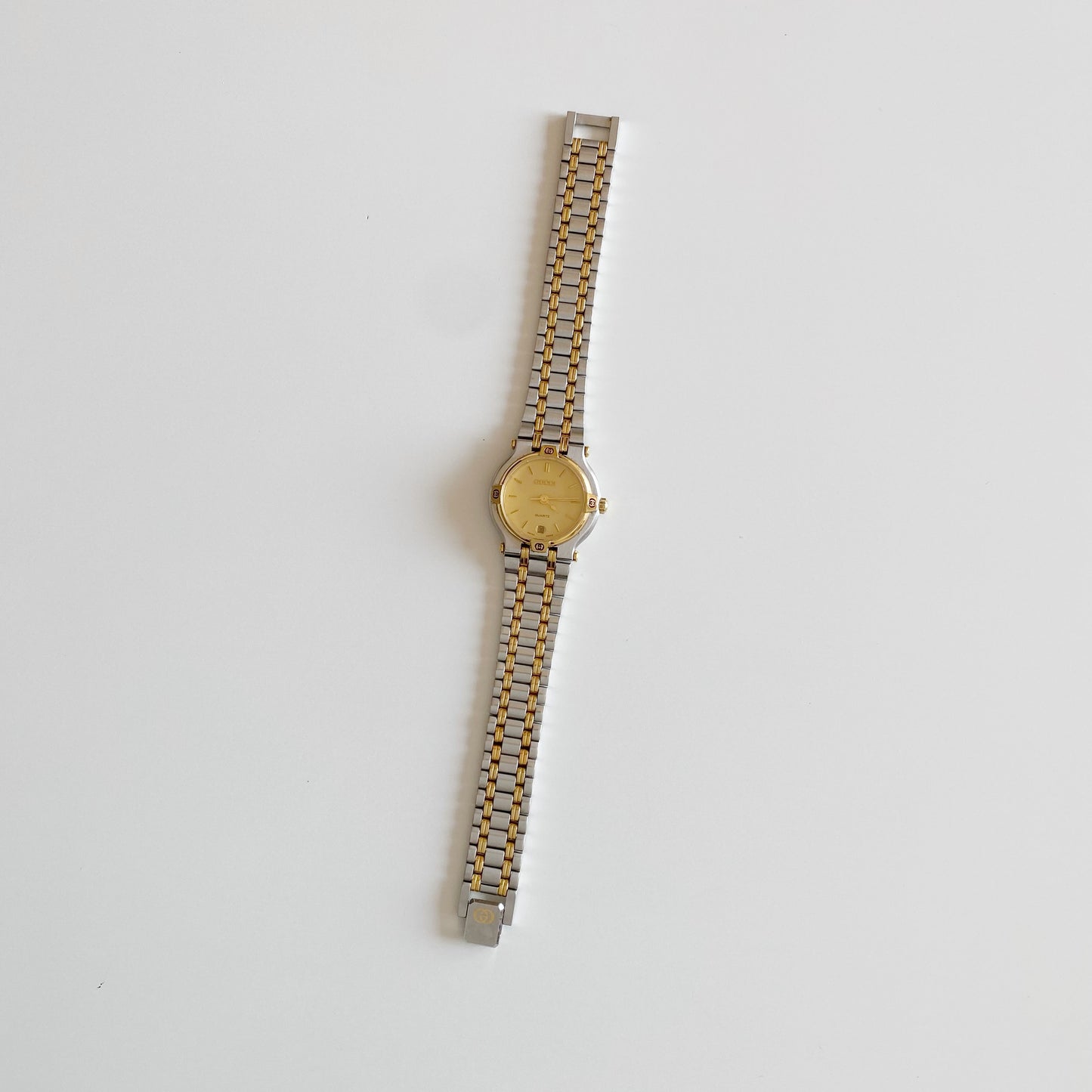 Gucci 1990s Date Round Dial Two Tone Watch