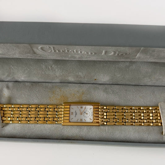Dior 1990s Tank Gold Plated Watch