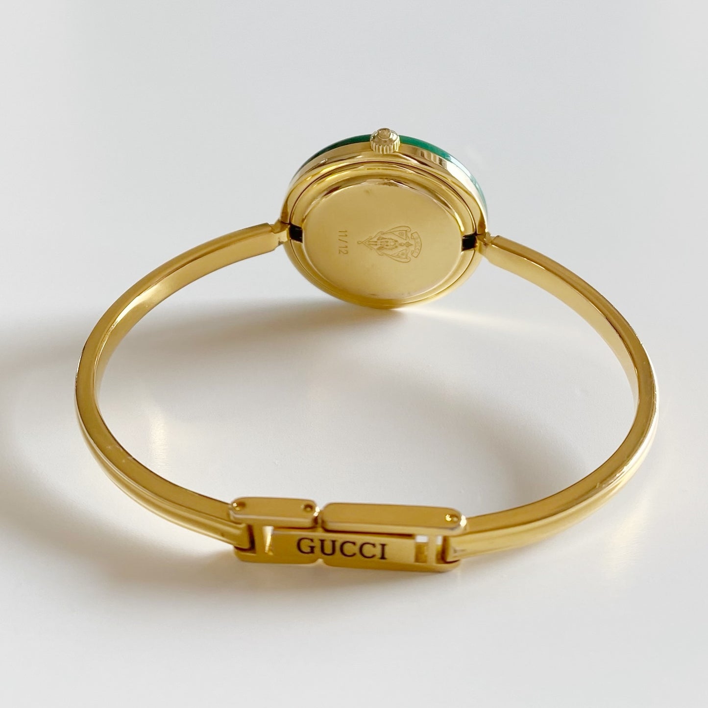 Gucci 1990s Interchangeable Bezel Gold Plated Bangle Watch with 12 bezels, case