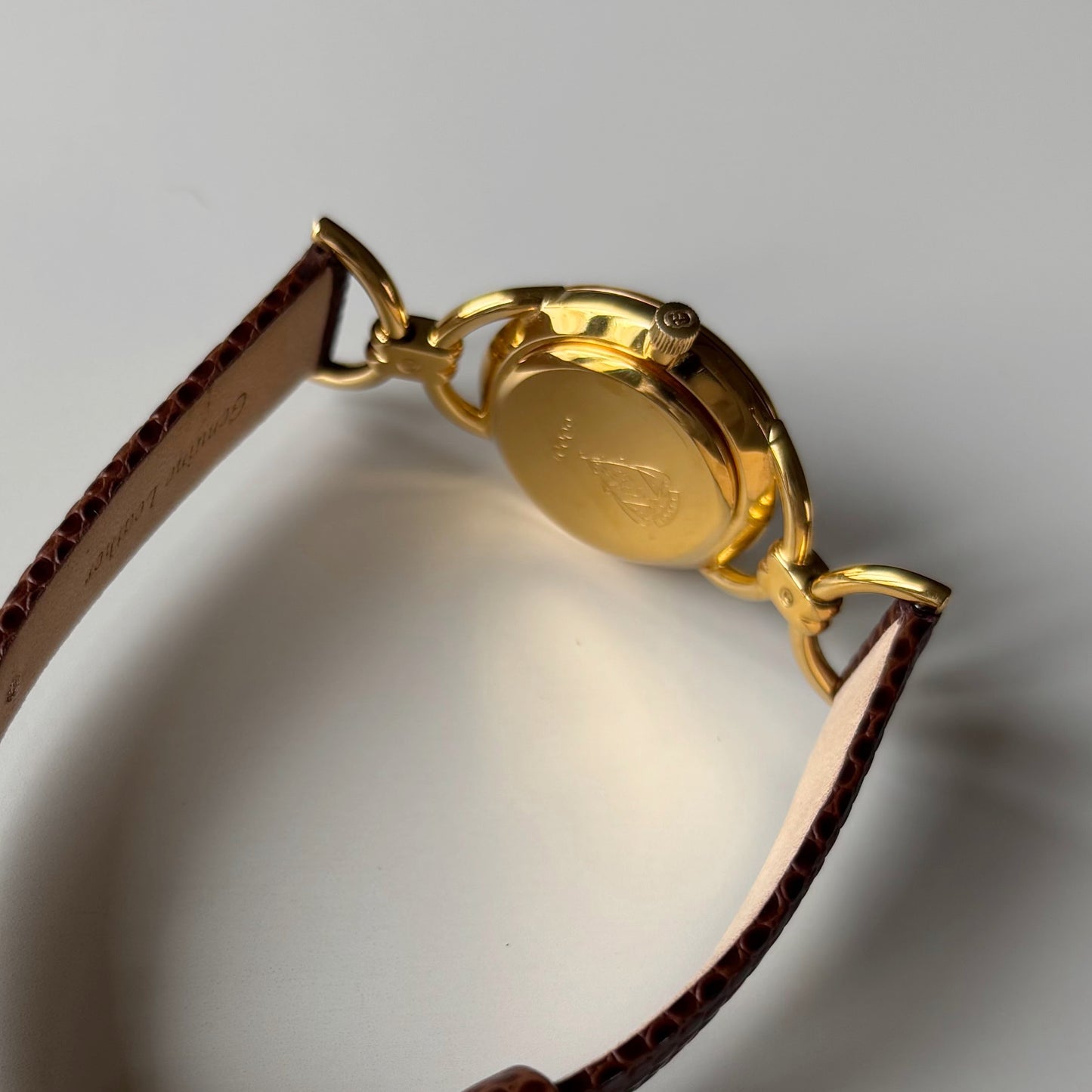 Gucci 1980s Cream Dial Gold Plated Horsebit Watch