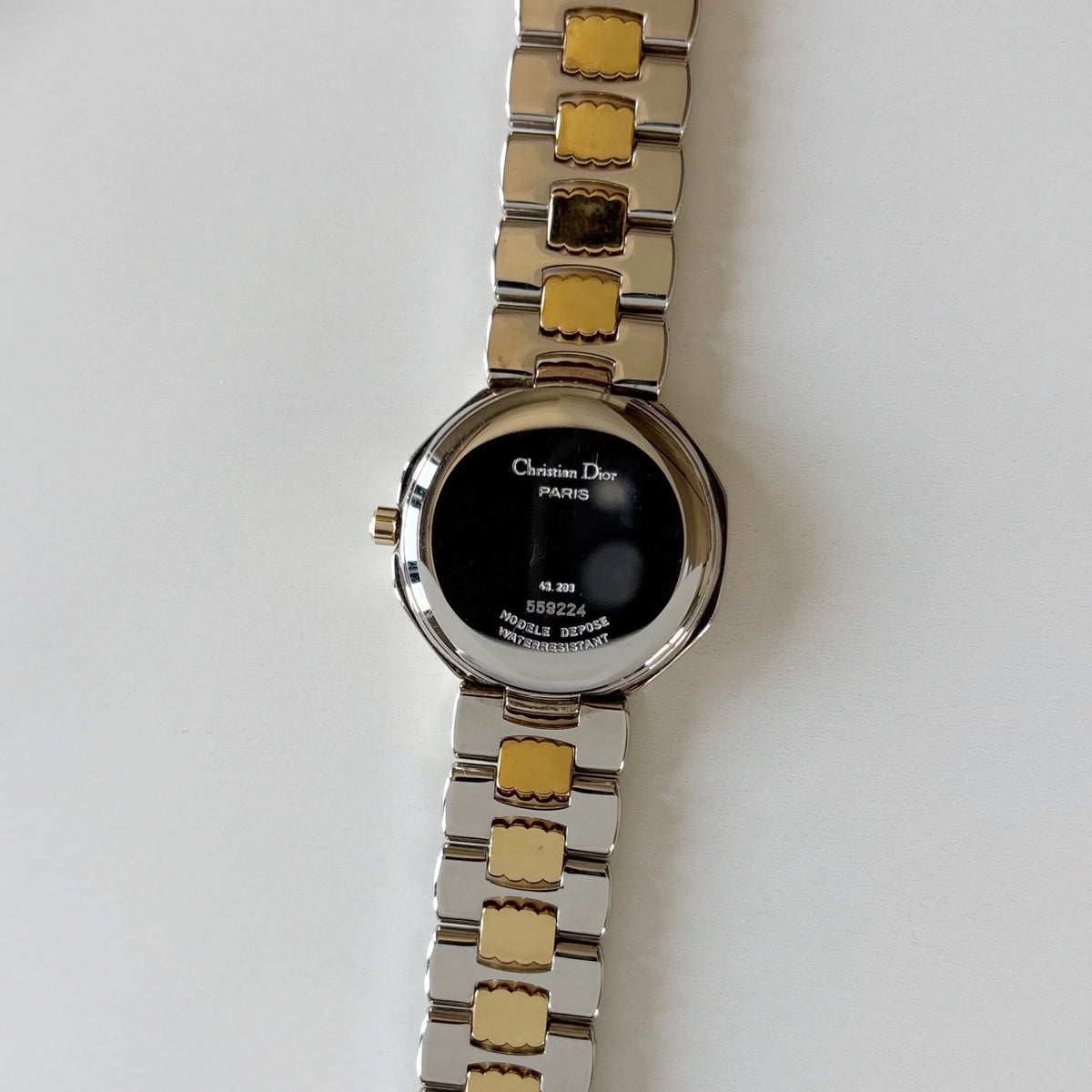 Dior 1990s Octagon Two Tone Gold Plated Watch