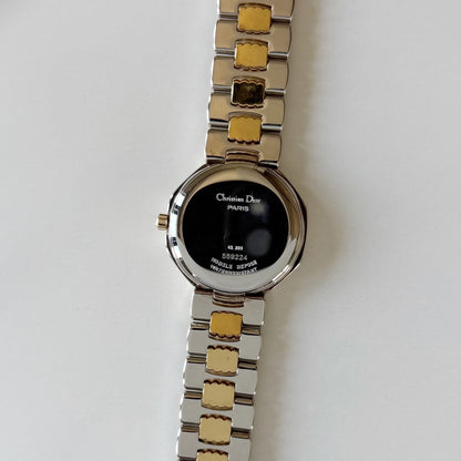 Dior 1990s Octagon Two Tone Gold Plated Watch