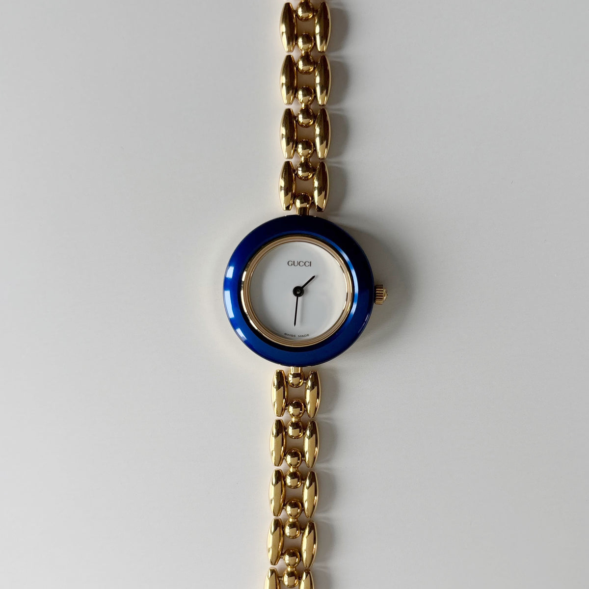 Gucci 1990s Interchangeable Bezel Gold Plated Rice Chain Watch with 6 bezels, case (160mm)