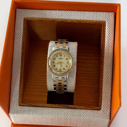 Hermes 1990s Clipper Date Round Dial Watch