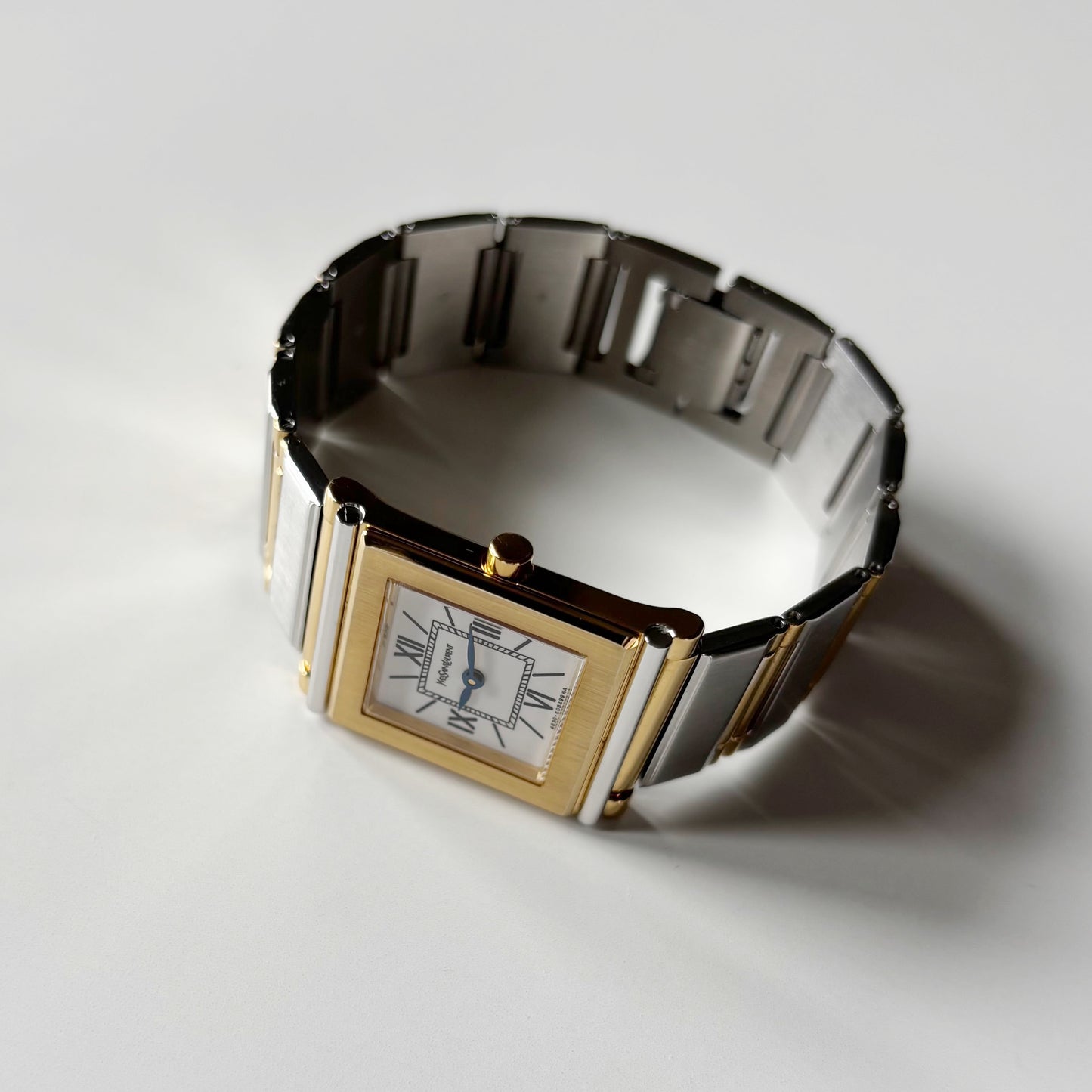 Yves Saint Laurent 1990s Square Dial Gold Plated Two Tone Watch