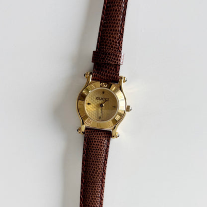 Gucci 1990s Gold Dial Gold Plated Watch