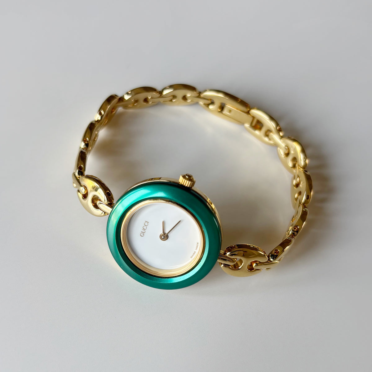 Gucci 1990s Interchangeable Bezel Gold Plated Chain Watch with 6 bezels, case (165mm)