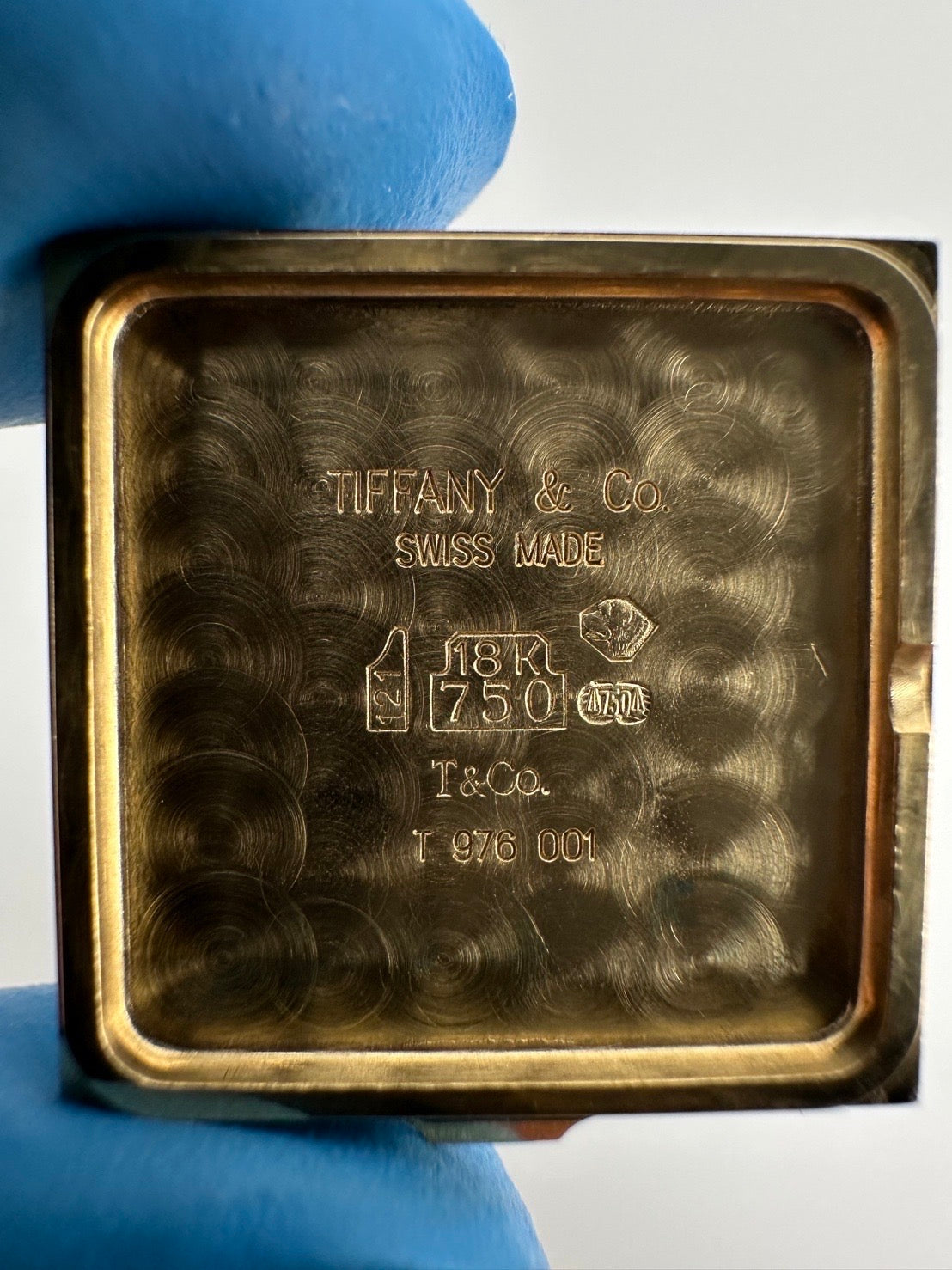 Tiffany 1990s Atlas Square Dial 18K Gold Case Watch