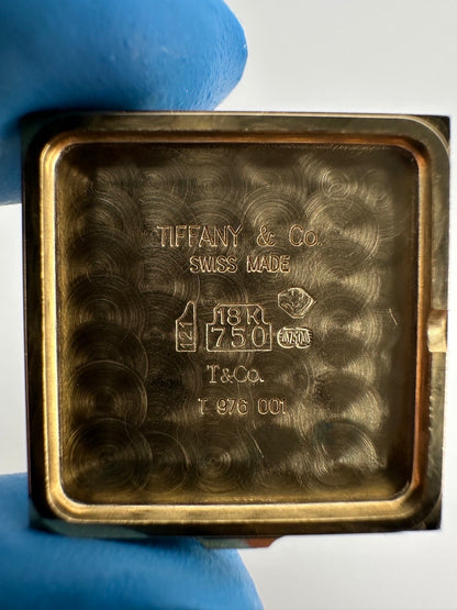 Tiffany 1990s Atlas Square Dial 18K Gold Case Watch