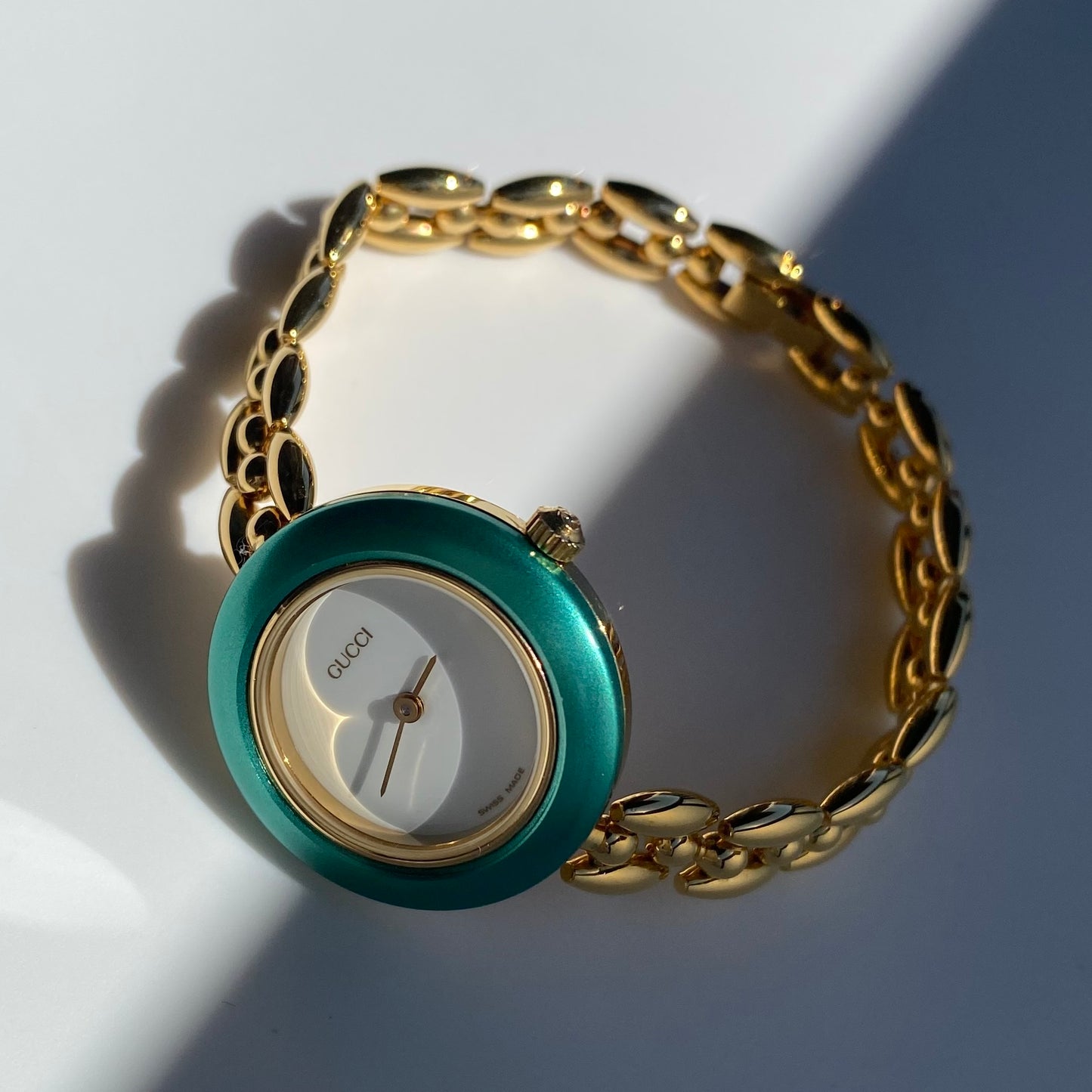 Gucci 1990s Interchangeable Bezel Gold Plated Watch with 6 bezels, case (160mm)