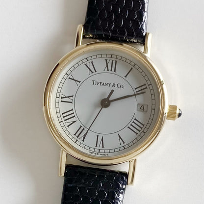Tiffany 1990s 14K Solid Gold Round Watch
