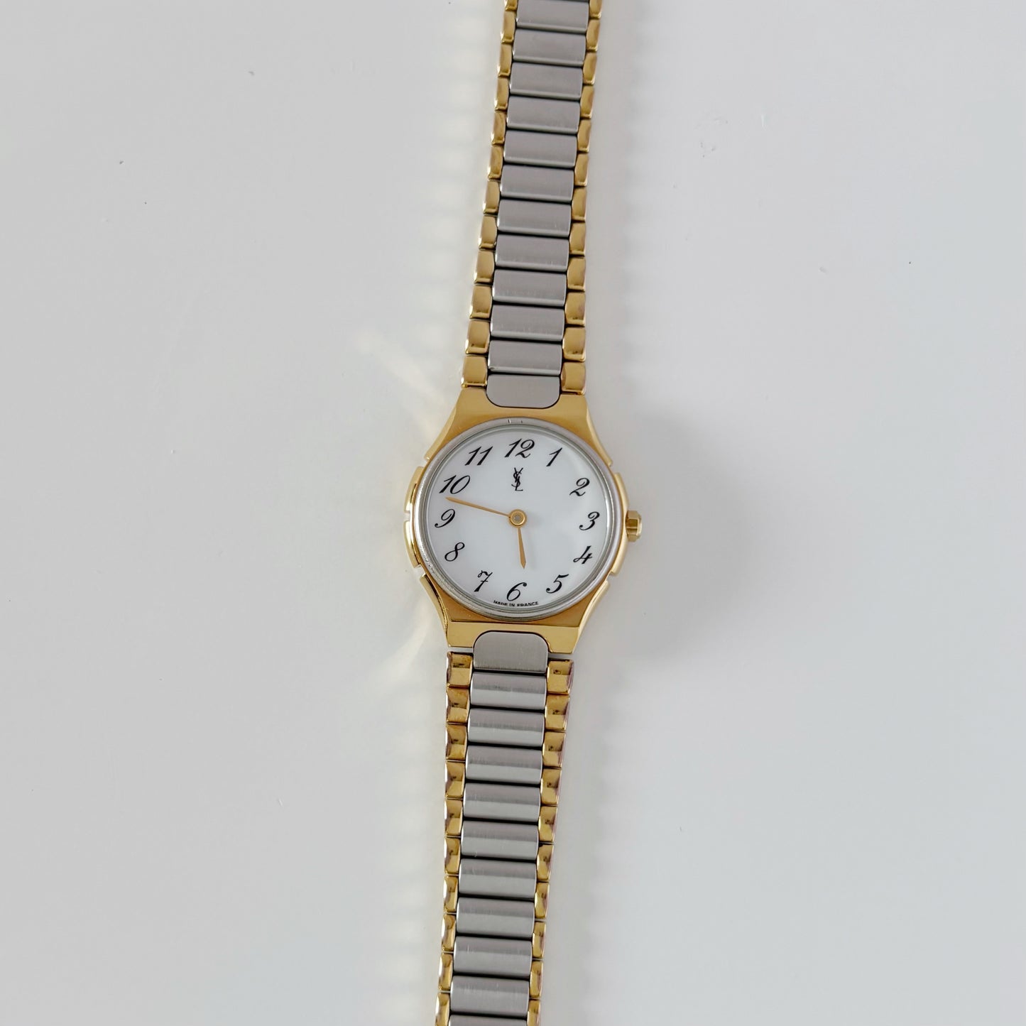 Yves Saint Laurent 1990s Round Dial Two Tone Watch