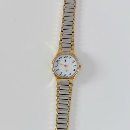 Yves Saint Laurent 1990s Round Dial Two Tone Watch