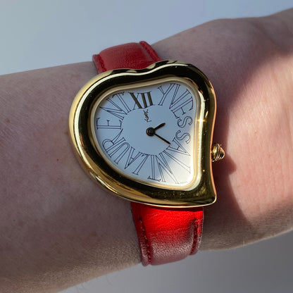 Yves Saint Laurent 1990s Heart shaped Dial Gold Plated Watch