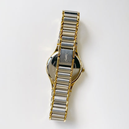 Yves Saint Laurent 1990s Moon Phase Two Tone Watch