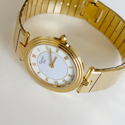 Dior 1990s Round Dial Gold Plated Watch (Large)