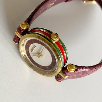 Gucci 1990s Round Dial Gold Plated Watch