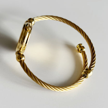 Gucci 1990s Black Dial Gold Plated Cable Bangle Watch