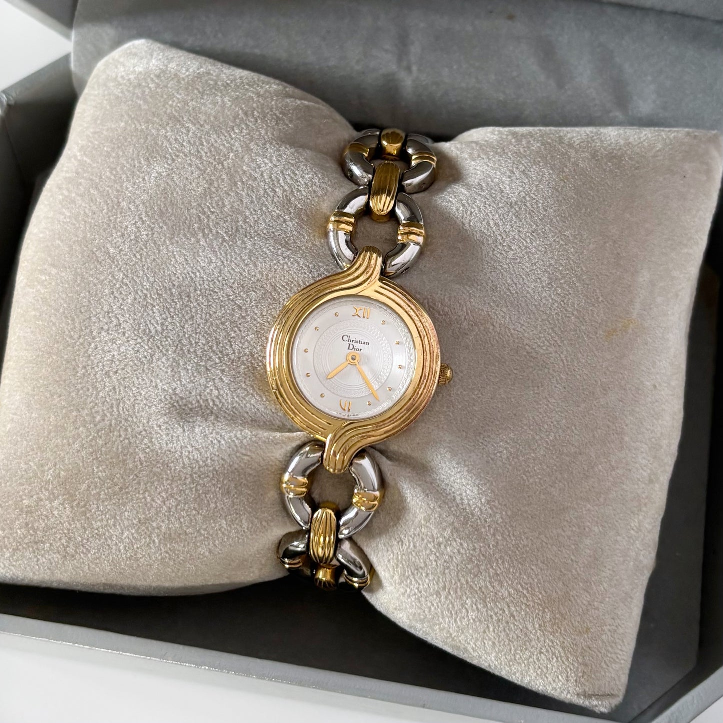 Dior 1980s Two Tone Round Watch