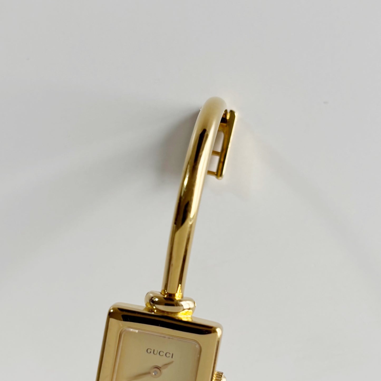 Gucci 1990s Square Dial Gold Plated Bangle Watch (Small)