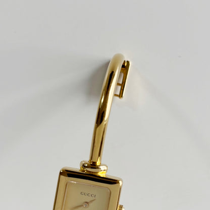 Gucci 1990s Square Dial Gold Plated Bangle Watch (Small)