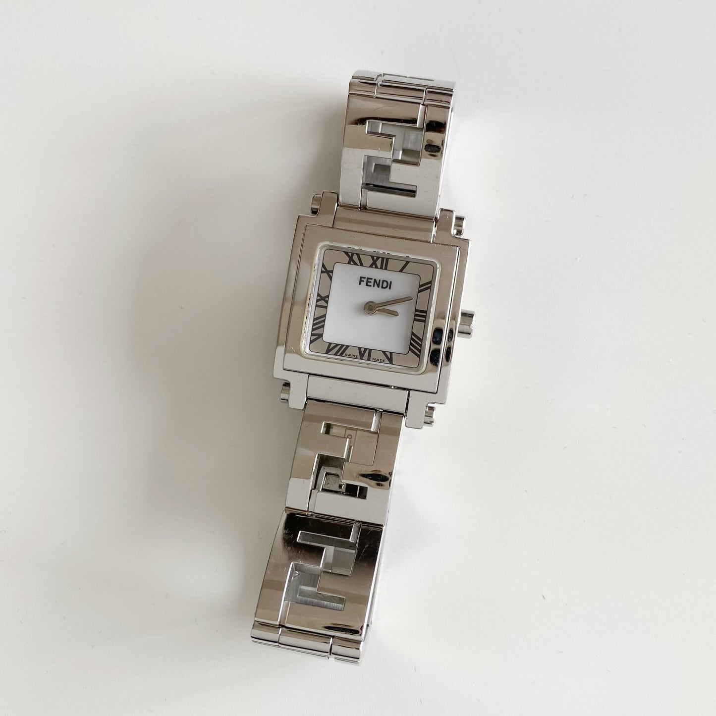 Fendi 1990s Square Dial Stainless steel Watch
