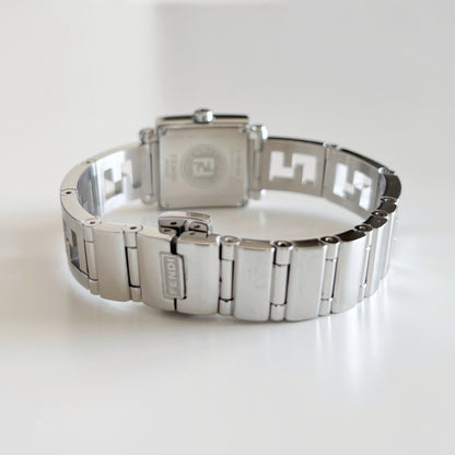 Fendi 1990s Seashell Square Dial Stainless steel Watch