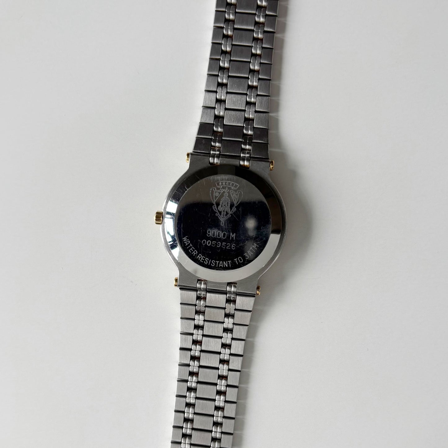 Gucci 1990s Date Round Dial Gold Plated Two Tone Watch (Large)