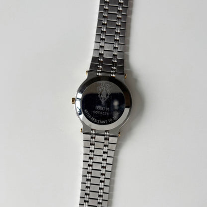 Gucci 1990s Date Round Dial Gold Plated Two Tone Watch (Large)