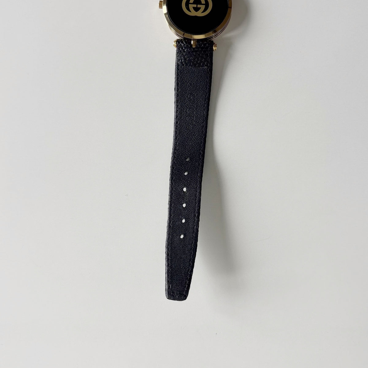 Gucci 1980s Round Black Dial Gold-Plated Watch (Large)
