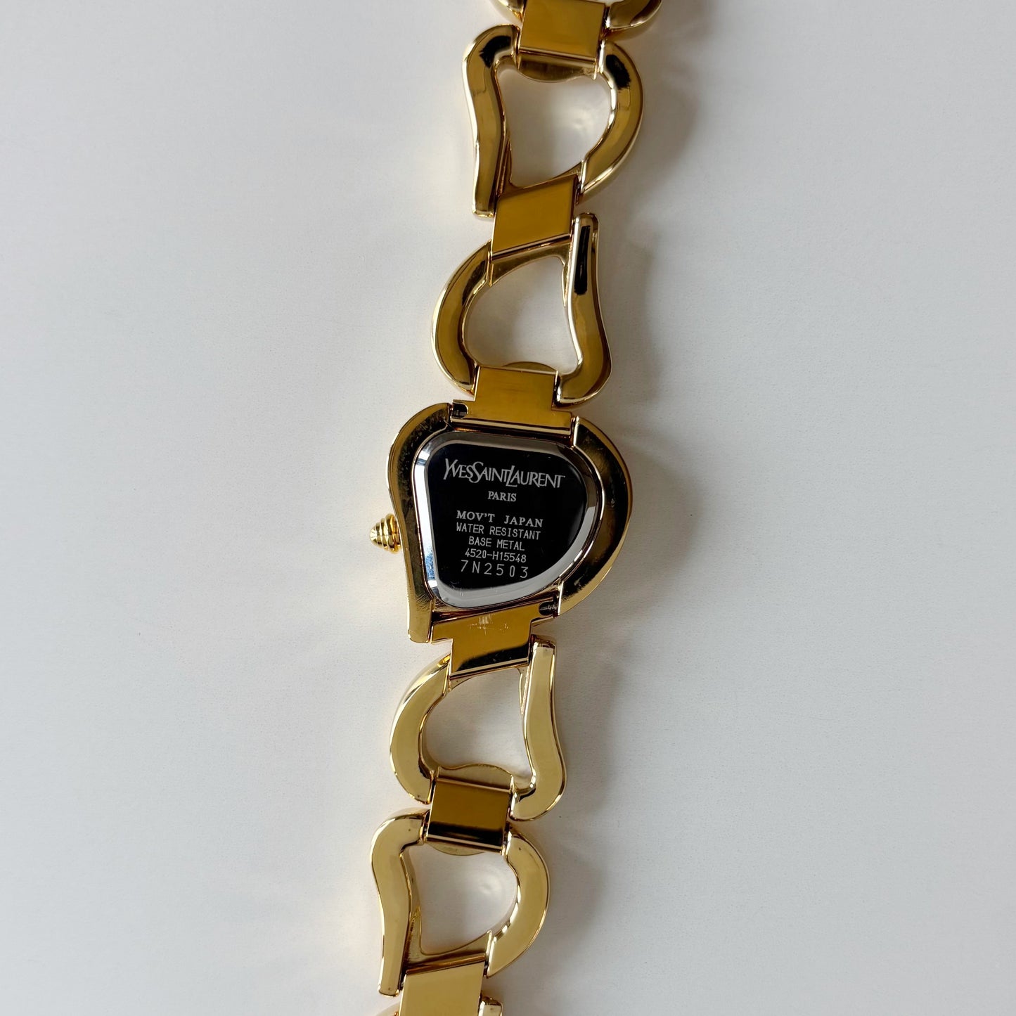 Yves Saint Laurent 1990s Heart Shaped Dial Band Gold Plated Watch (8/1)