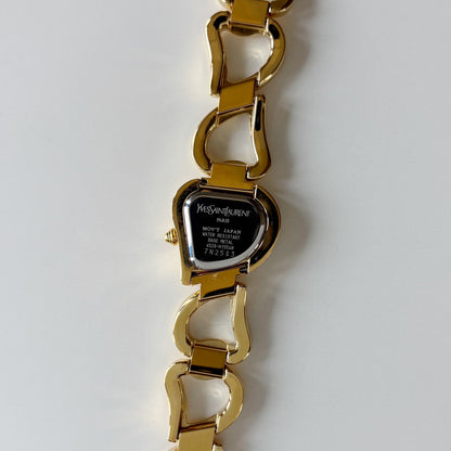 Yves Saint Laurent 1990s Heart Shaped Dial Band Gold Plated Watch (8/1)