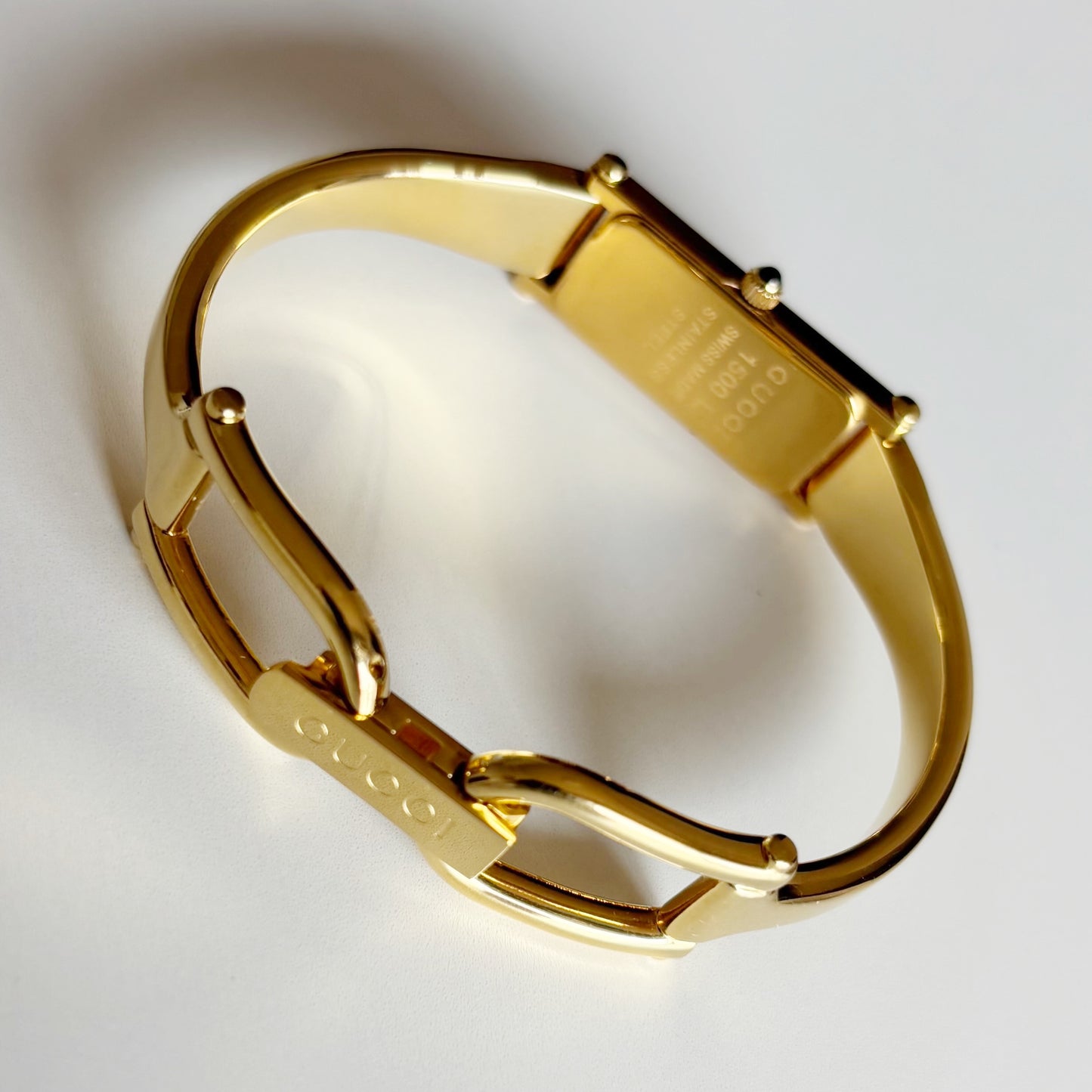 Gucci 1990s Seashell Gold Plated Bangle Watch