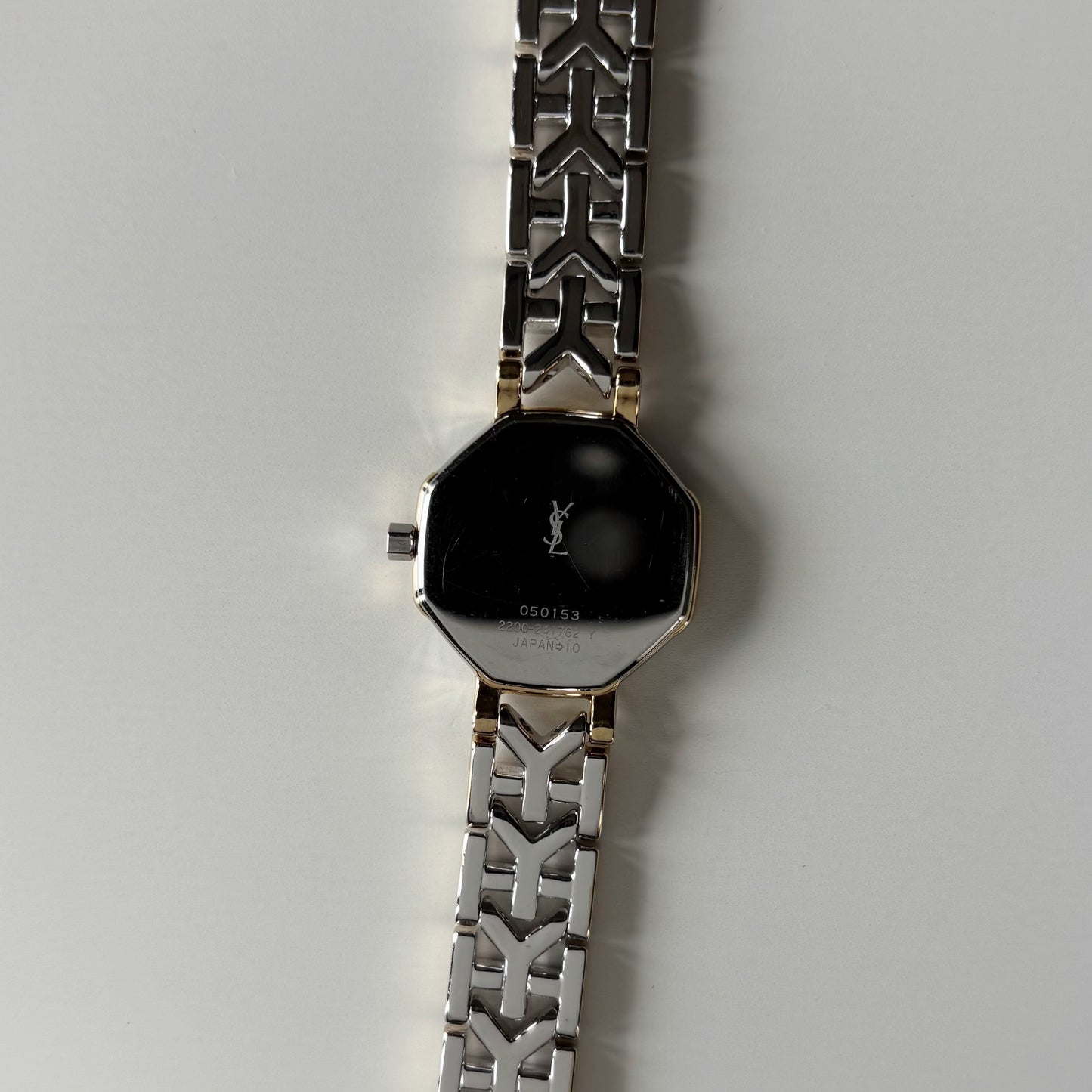 Yves Saint Laurent 1990s Octagon Gold Plated Two Tone Watch