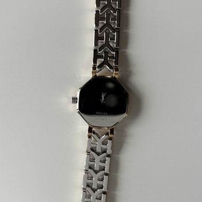 Yves Saint Laurent 1990s Octagon Gold Plated Two Tone Watch