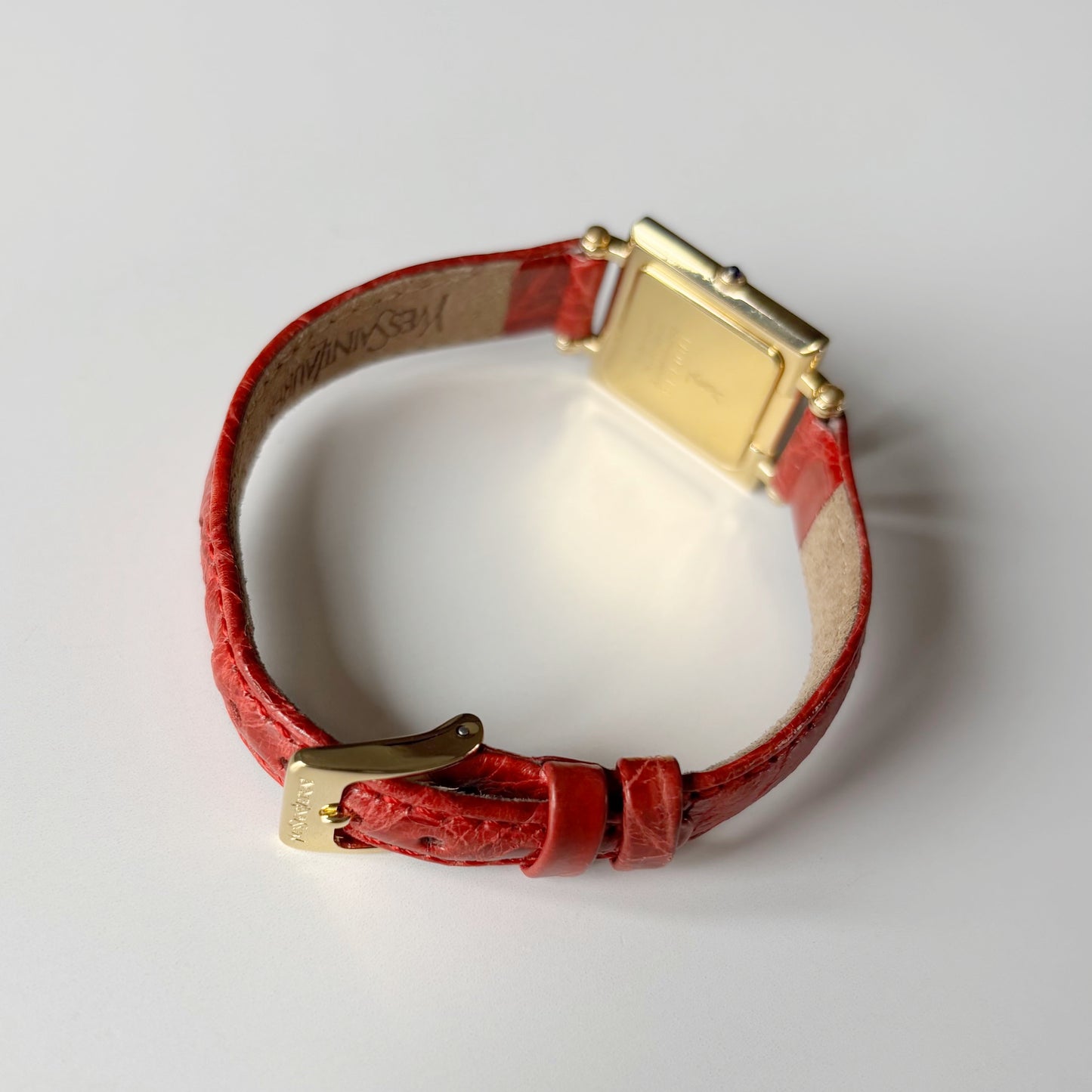 Yves Saint Laurent 1990s Square Dial Gold Plated Watch