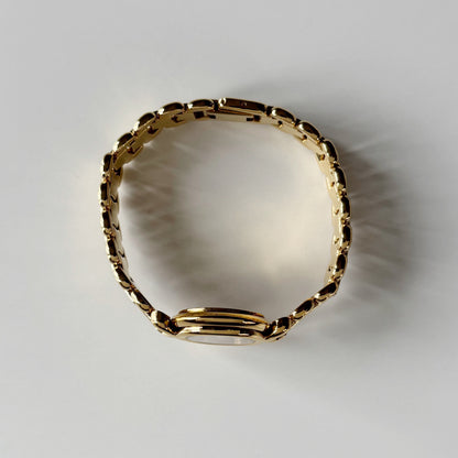 Fendi 1990s Seashell Round Dial Gold Plated Watch