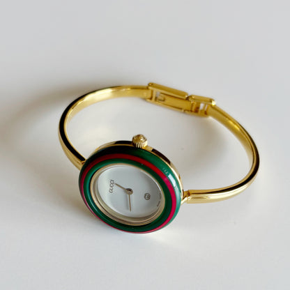Gucci 1990s Interchangeable Bezel Gold Plated Watch with 12 bezels, case (Small)