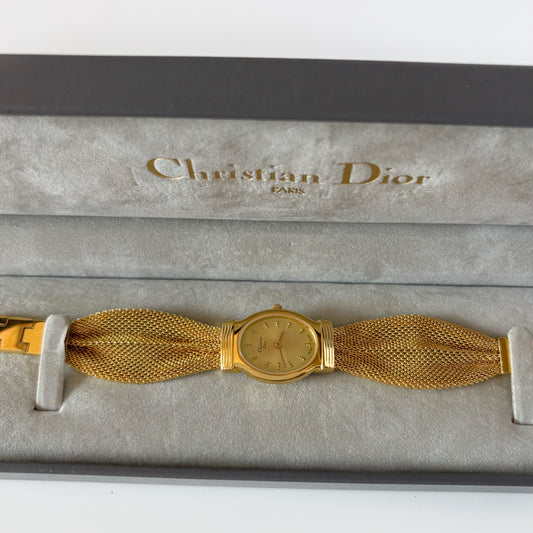 Dior 1990s Oval Dial Gold Plated Watch