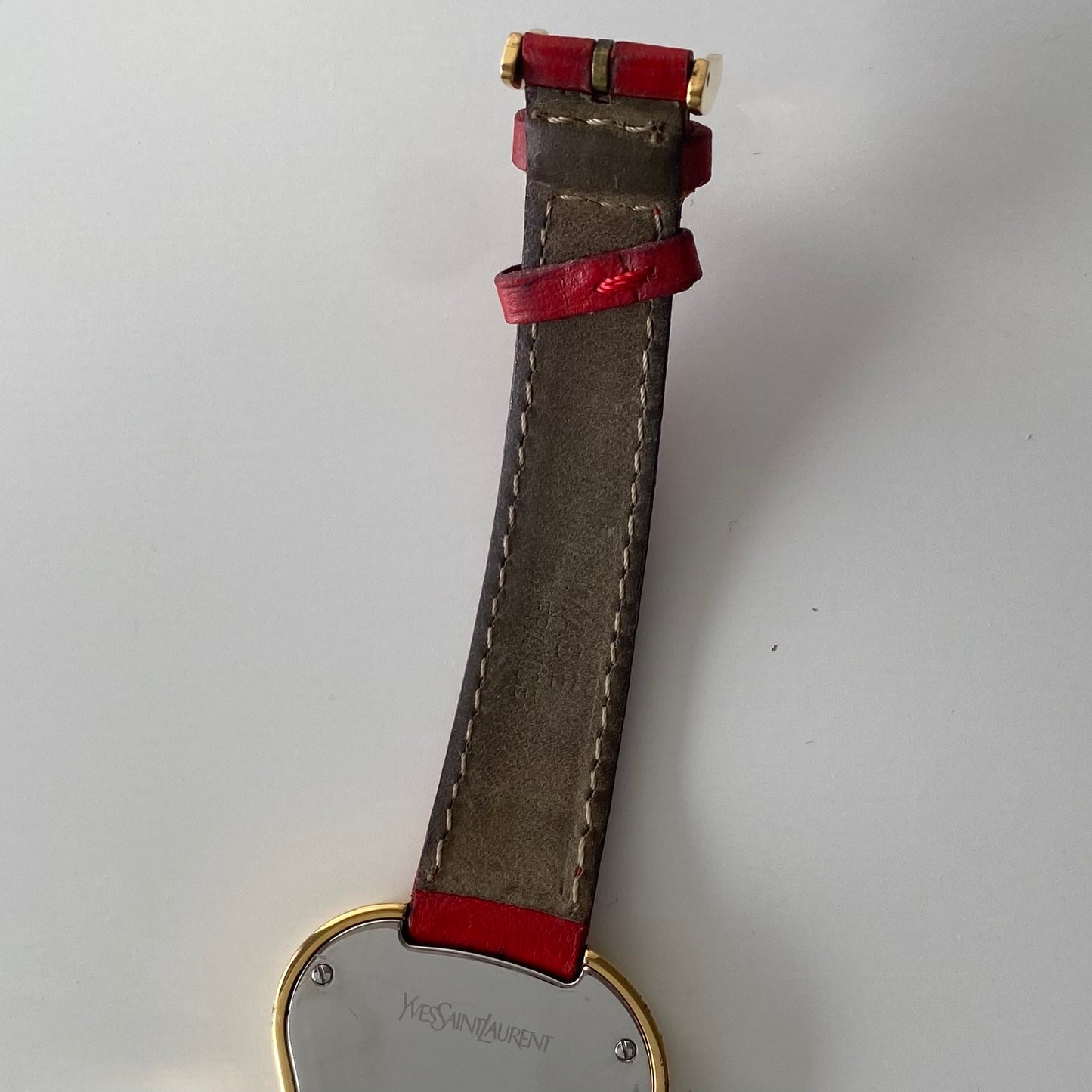 Yves Saint Laurent 1990s Heart shaped Gold Plated Red Watch