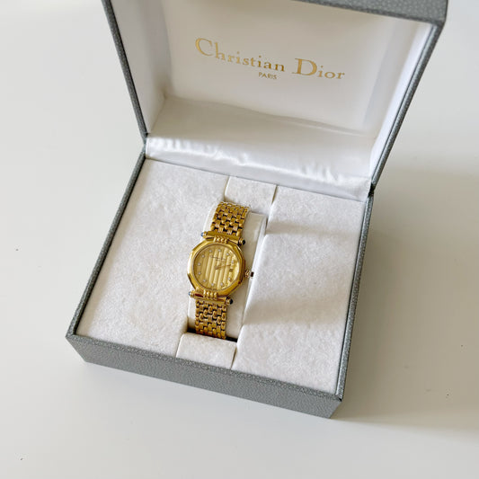 Dior 1990s Date Gold Plated Watch