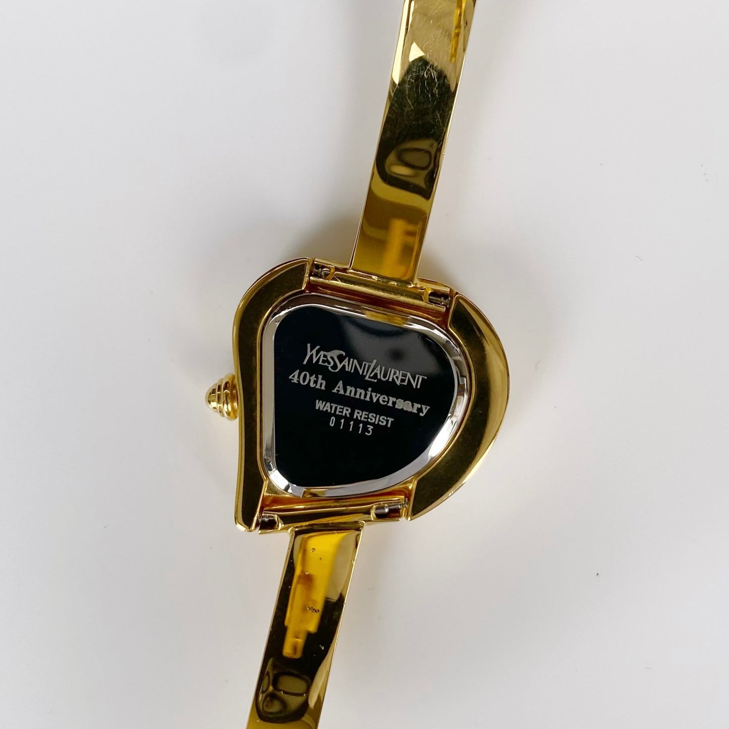 Yves Saint Laurent 1990s Heart Shaped Gold Plated Bangle Watch