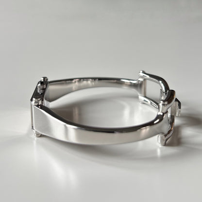 Gucci 1990s Rectangular Dial Stainless steel Bangle Watch