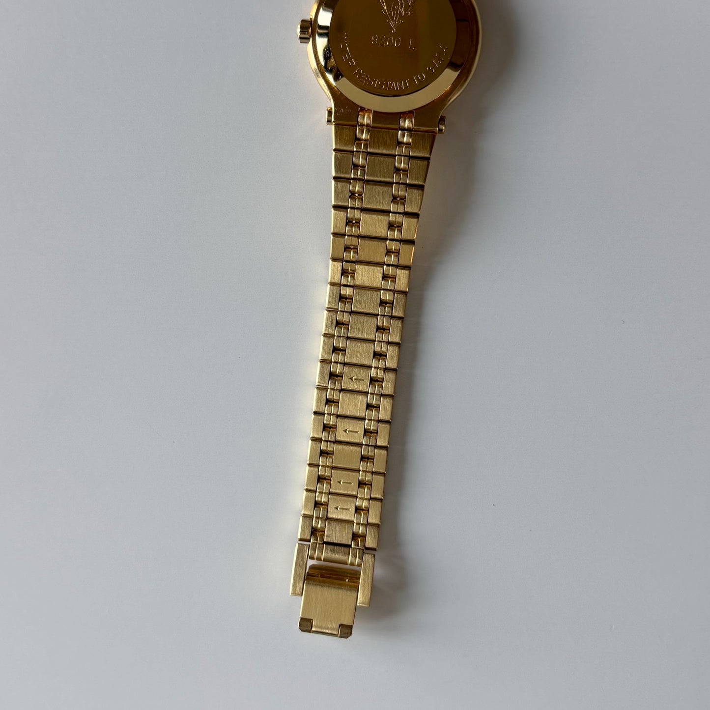 Gucci 1990s Cream Dial Date Gold Plated Watch