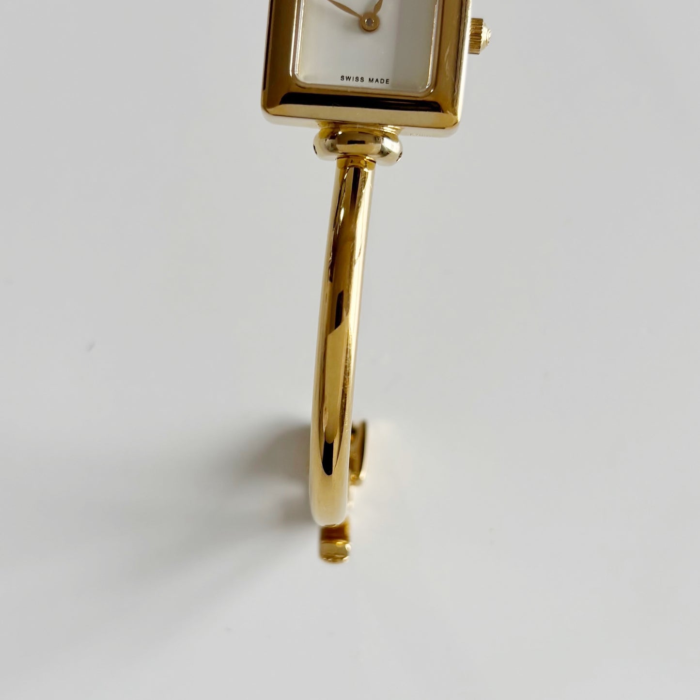 Gucci 1990s Square Dial Gold Plated Bangle Watch