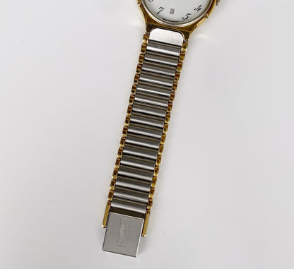 Yves Saint Laurent 1990s Date Two Tone Watch