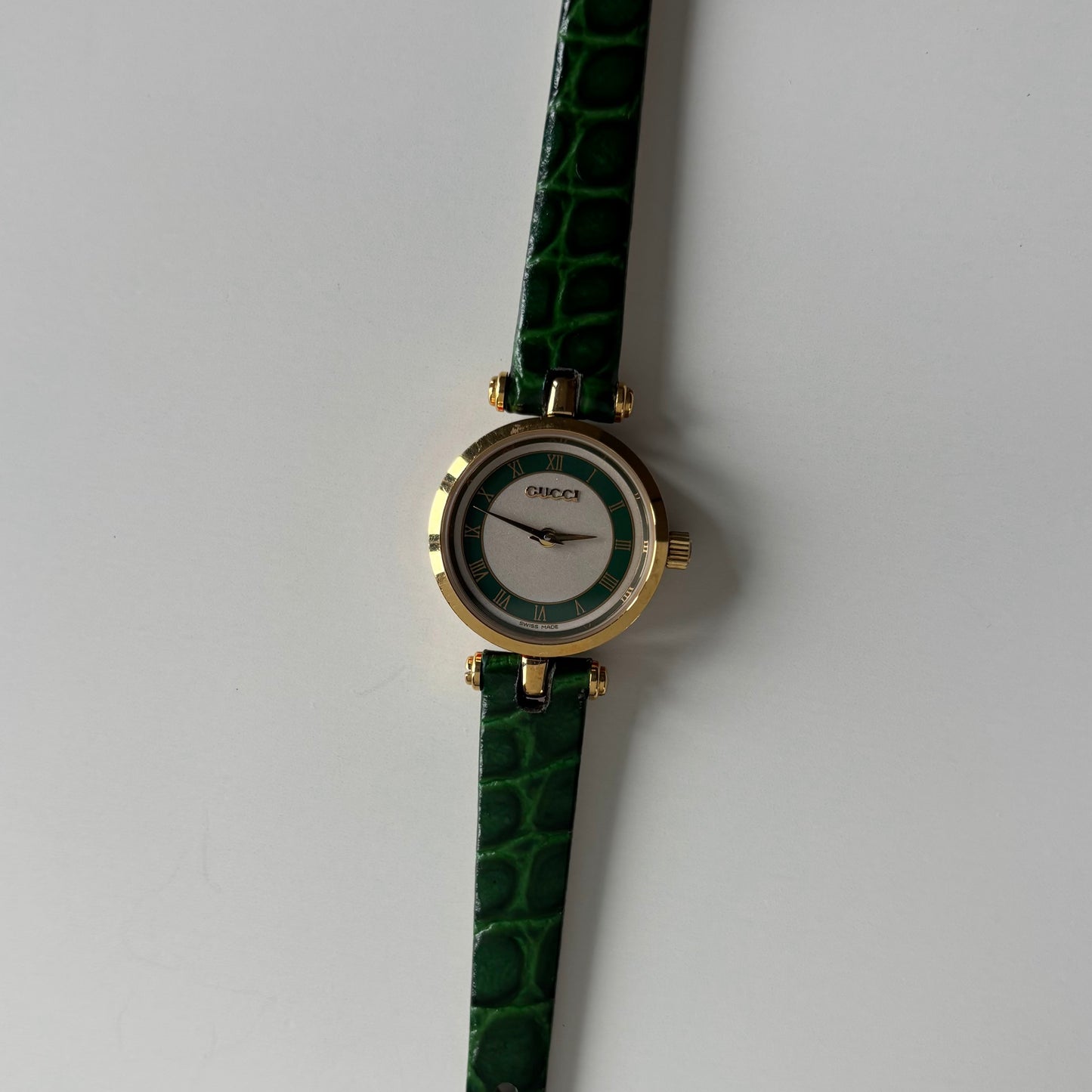 Gucci 1990s Green Dial Sherry Gold Plated Watch