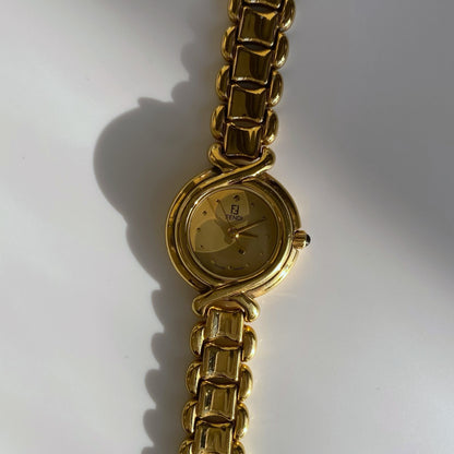 Fendi 1990s Gold Plated Round Watch