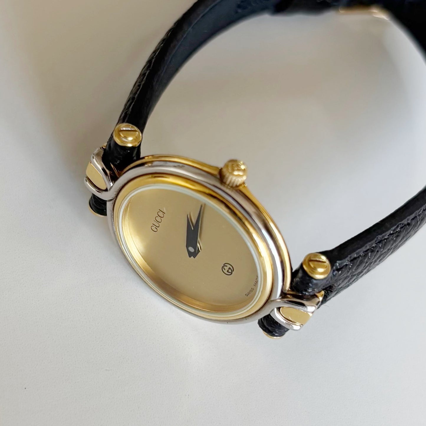 Gucci 1990s Round Dial Two Tone Watch